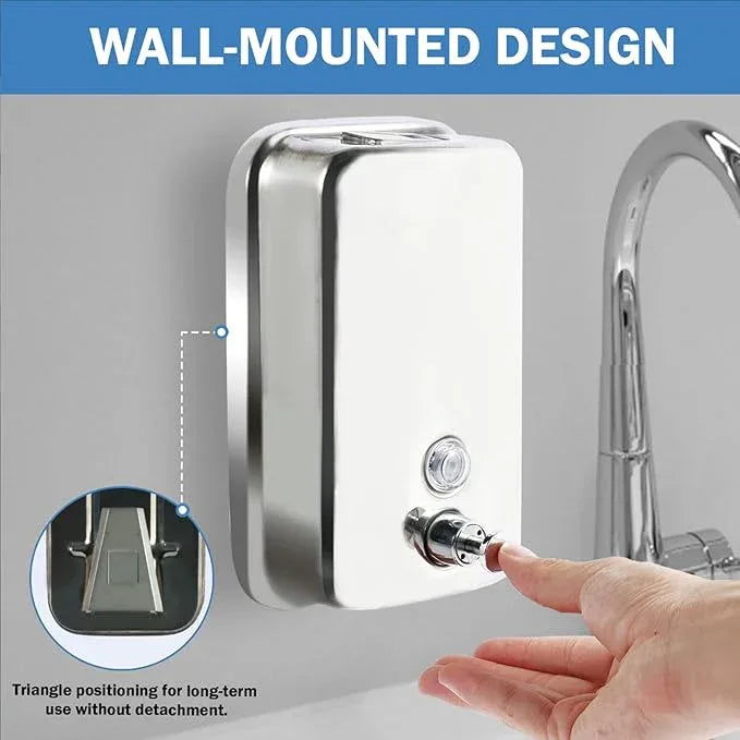 4 Pack 1000ml Commercial Soap Dispenser Wall Mount, Stainless Steel Hand Soap Dispenser for Bathrooms, Refillable Hand Sanitizer Dispenser for Home, Hotels, Restaurants, Hospitals (Silver) - ModernBath