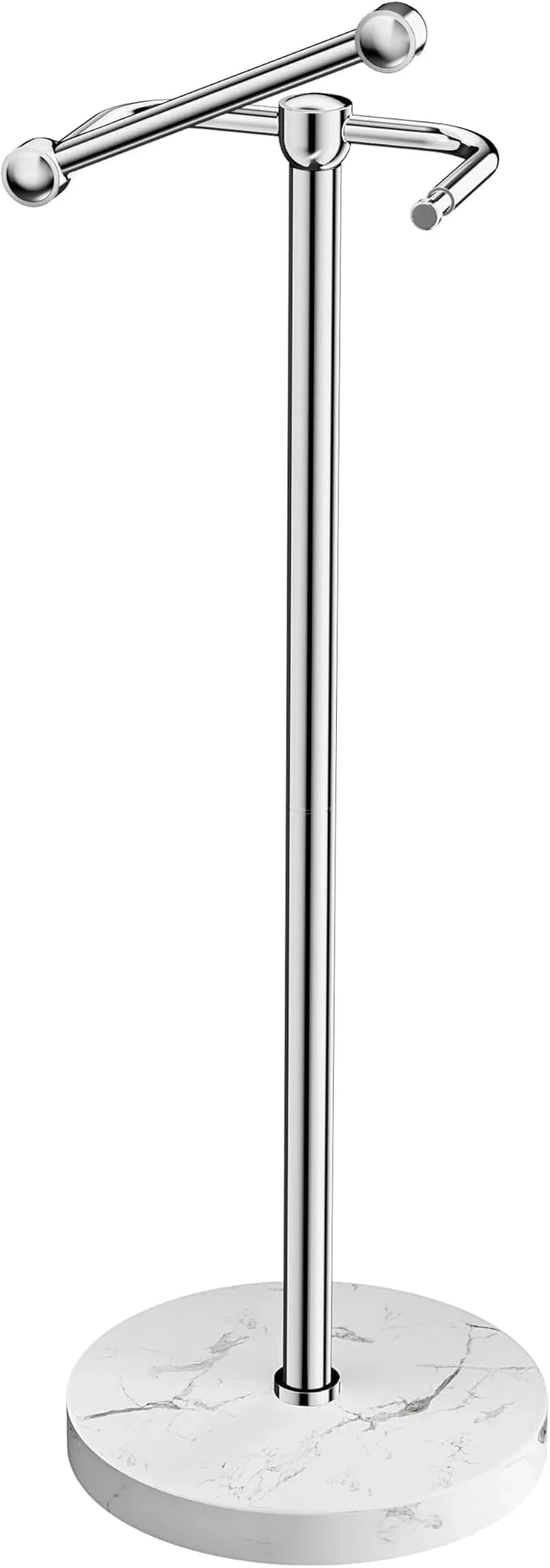 Toilet Paper Holder Stand, Bathroom Free Standing Toilet Paper Stand with Modern Marble Base, Post Pivoting Toilet Paper Stand with Stainless Steel Tissue Rack, Rust-Proof & Heavy Base(Chrome) - ModernBath