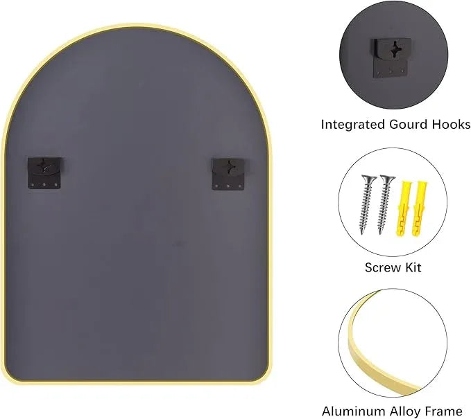FORBATH Large Arched Wall Mirror 48x36 Inch, Gold Arch Bathroom Mirror with Aluminum Frame, Arched Mirror for Dresser, Fireplace,Entryway,Home Decor,Hanging or Leaning Against Wall - ModernBath