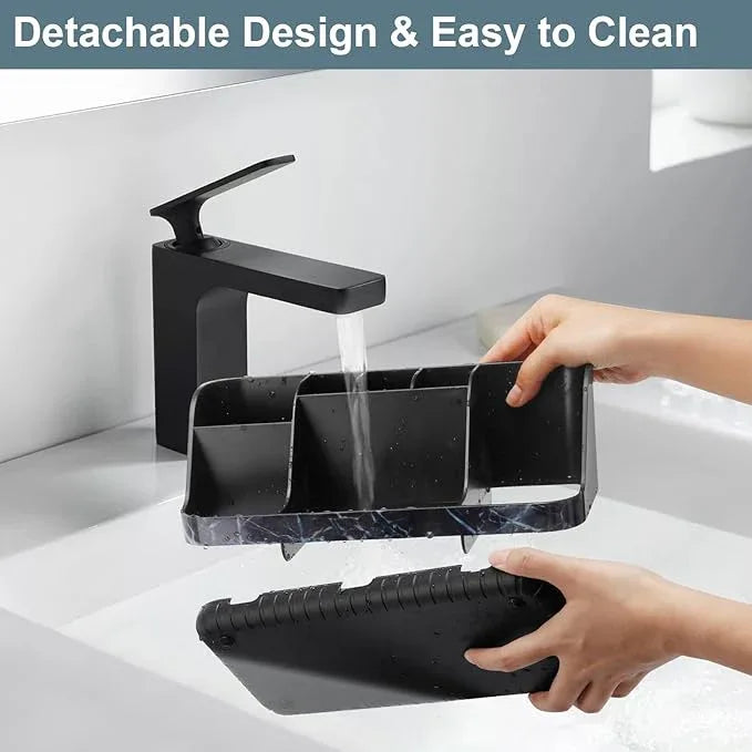 GFWARE Marble Black Toothbrush Holders for Bathrooms - Detachable 7 Slots Bathroom Organizer Countertop Matte Black Electric Toothbrush and Toothpaste Holder for Bathroom Counter Vanity Sink Storage - ModernBath