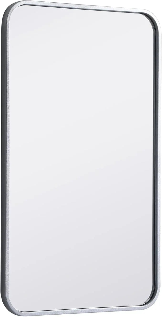ARS Concepts Aura, Soft Corner Metal Rectangular Mirror 18X30 Inch in, Modern, Silver - ModernBath