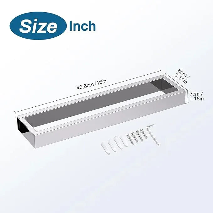 TNOMS Single Towel Bar Towel Holder Bathroom Hardware Accessories,Stainless Steel Wall-Mounted Towel Rack Towel Rail,16 Inches Polished Chrome - ModernBath