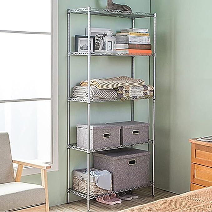 5 Tier Wire Shelving Unit with NSF Certified, Adjustable Wire Shelves with 750 LBS Capacity, Metal Storage Rack for Laundry, Kitchen, Bathroom, Pantry, Closet (13.78" D x 23.62" W x 59.06" H, Chrome) - ModernBath