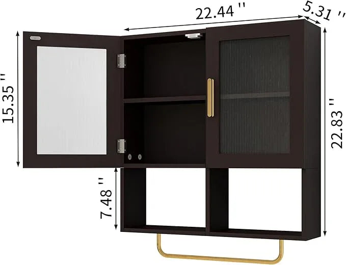 Wall Mounted Bathroom Storage Cabinet Medicine Cabinet with Acrylic Doors & Towel Bar Adjustable Shelves for Bathroom, Laundry Room, Bedroom, Enterway - ModernBath