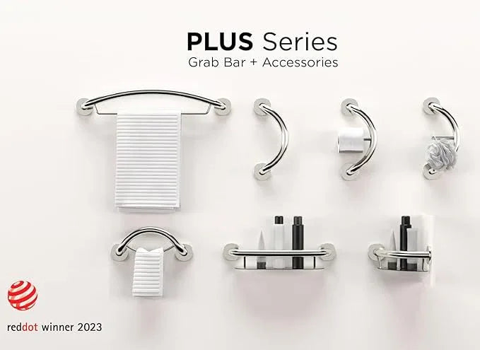 HEALTHCRAFT Plus 2-in-1 Towel Ring and Grab Bar (14.5 Inch) | ADA Compliant Wall-Mounted Bath and Shower Safety Handle, Handicap Grab Bar for Seniors (500 Lbs Capacity) in Matte Black - ModernBath