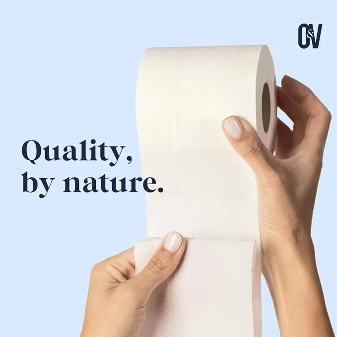 Ollie & Vince Bamboo Toilet Paper | Sustainable, Eco-Friendly, Plastic-Free & Tree-Free, Organic | 24 Rolls, 3-Ply, Soft, Strong & Septic Safe, Unscented | Premium Bathroom Tissue - ModernBath