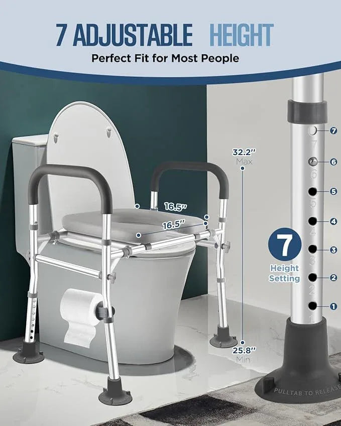 Toilet Seat Riser with Handles, 500lb Raised Toilet Seat, Adjustable Height & Width, Handicap Raised Toilet Chair for Seniors, Fit Any Toilet - ModernBath
