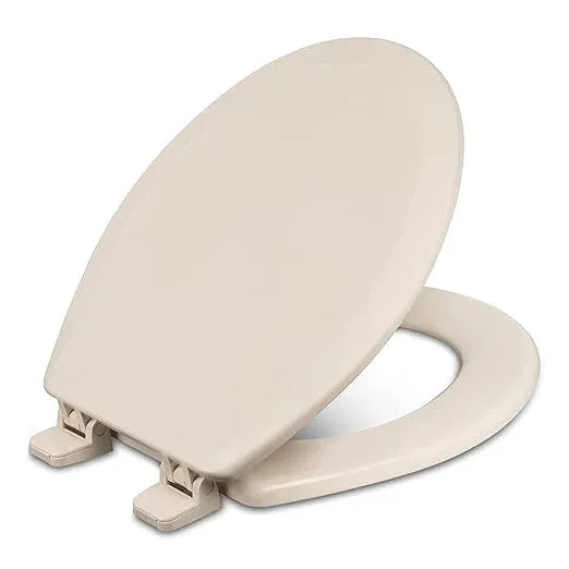 Centoco Round Toilet Seat, Heavy-Duty Wood Core with Plastic Scratch-Resistant Finish, Residential, Made in the USA, 700-106, Bone - ModernBath