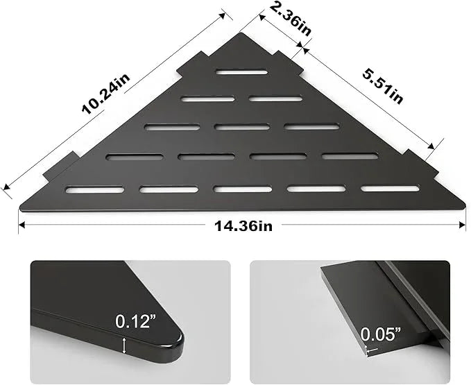 Corner Shower Caddy Shelf, Recessed Built-in Bathroom Storage for Tiled 90° Walls, Matte Black 304 Stainless Steel, Set of 2 - ModernBath
