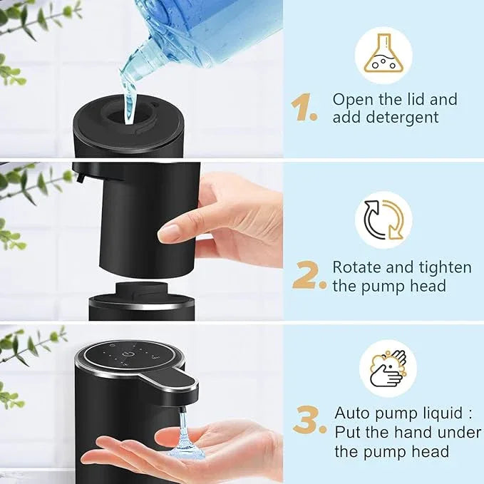 Automatic Liquid Soap Dispenser,4 Level Adjustable Liquid Dispenser, Rechargeable Soap Dispenser with USB Type C Rechargeable, 12.8oz/ 380ml Touchless Hand & Dish Dispenser for Bathroom, Kitchen - ModernBath