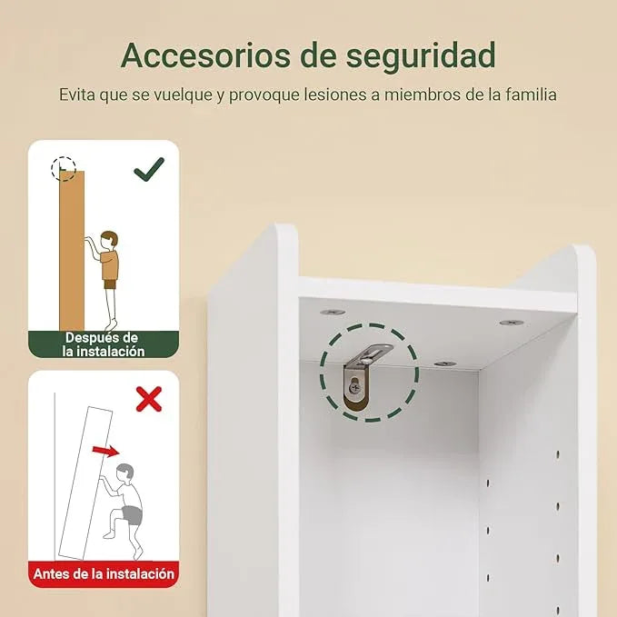 SoBuy Narrow Bathroom Storage Cabinet, Tall Slim Bathroom Organizer Cabinet with Adjustable Shelves, Skinny Freestanding Corner Cupboard for Small Spaces, White, BZR34-K-W - ModernBath