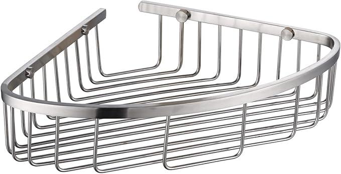 Bathroom Shower Caddy Corner Shelf, Corner-Hollow Design, Ultra Sturdy Rust-Proof Stainless Steel Shelf Organizer Shampoo Holder, Wall Mounted Storage Rack for Bathroom, Brushed Nickel - ModernBath