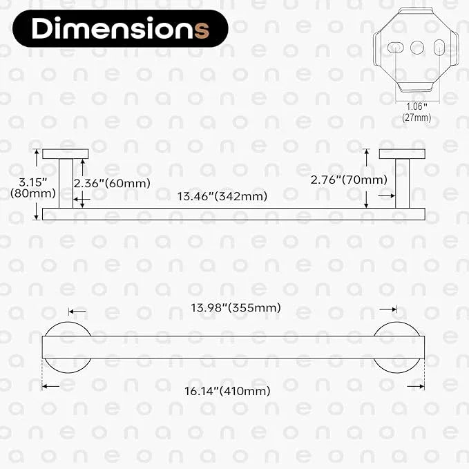 16 Inch Bathroom Towel Bar Bath Towel Rack Kitchen Towel Holder Towel Hanger Wall Mounted SUS304 Stainless Steel Oil Rubbed Bronze AN4001ORB-L16 - ModernBath