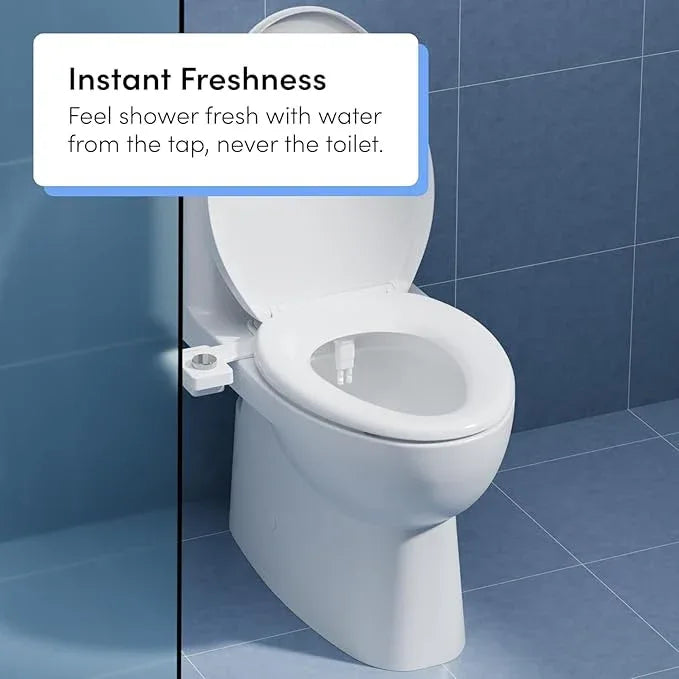 TUSHY NEW Fresh Dual Nozzle Cool Water Bidet: Ultra Slim Toilet Seat Attachment Sprayer with Luxury 2 in 1 Front & Rear, Self-Cleaning, 180º Clean (DIY Install, 10 Minutes), Non-Electric, Bamboo Knob - ModernBath