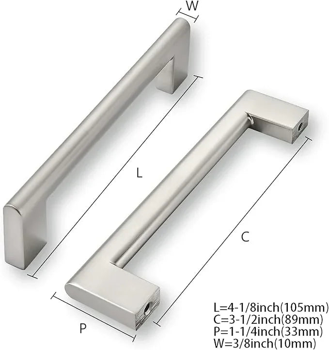 khtumeware 3-1/2 Inch Hole Center 2-Pack,Brushed Satin Nickel Heavy Duty Soild Cabinet Pulls,Kitchen Drawer Handle, Hardware for Bathroom, Drawer, Cabinet, Door Cabinet - ModernBath
