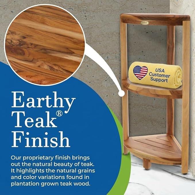 EcoDecors 3-Tier Shelf Waterproof Teak Wood Shower Shelf for Inside Shower Provides Storage, and Organization for Bathroom Accessories - ModernBath