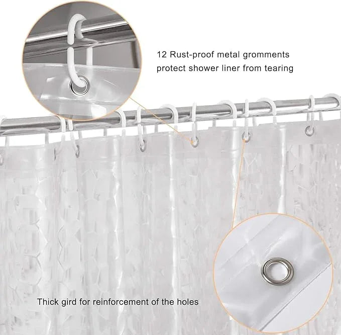 WELTRXE Extra Long Shower Curtain Liner with Magnets, 72 x 84 Inch Waterproof 3D Water Cube Clear Bathroom Shower Curtains, No Chemical Smell, Heavy Duty, Extra Long for Shower Stall, Bathtubs - ModernBath
