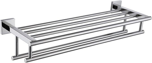 KOKOSIRI Bath Towel Rail Bathroom Towel Rack Towel Holder 24 Inch Towel Shelf with Double Towel Bars Wall Mounted SUS 304 Stainless Steel, Polished Chrome, B6005CH-L24 - ModernBath