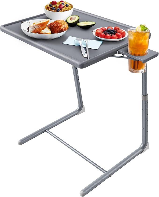 HUANUO Adjustable TV Tray Table - TV Dinner Tray on Bed & Sofa, Comfortable Folding Table with 6 Height & 3 Tilt Angle Adjustments (Gray) - ModernBath