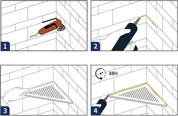 Corner Shower Shelf 2 Pack, 304 Stainless Steel Shelf for Bathroom, 10'' Grout in Shelves Rack for Tiled Wall, No Drilling Needed (10'', Black) - ModernBath