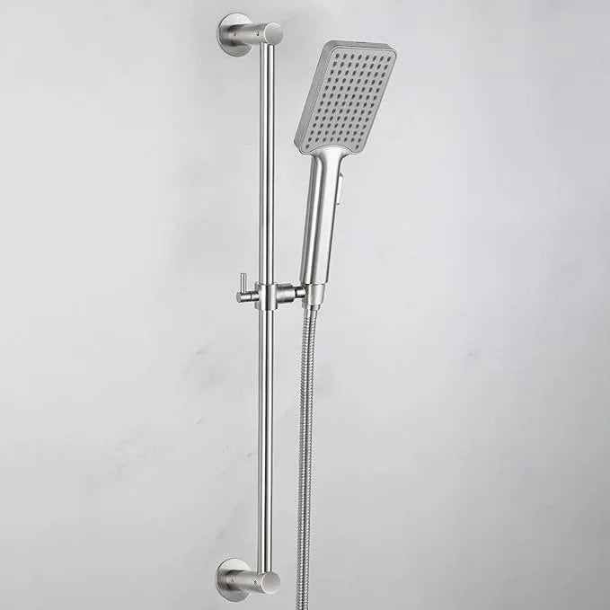 Shower Slide Bar Adjustable Handheld Shower Head Holder Wall Mount - 30inch All-Metal Shower Head Slide Bar Compatible with Bathroom Drill Free Glue Installation - Brushed - ModernBath