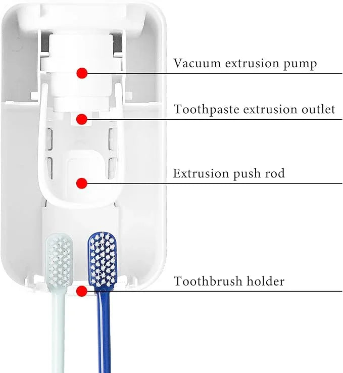 2 Slot Toothbrush Holder and Toothpaste Dispenser Wall Mounted, Automatic Toothpaste Squeezer, 2 in 1 Tooth Brush Toothpaste Organizer for Shower (Clear) - ModernBath