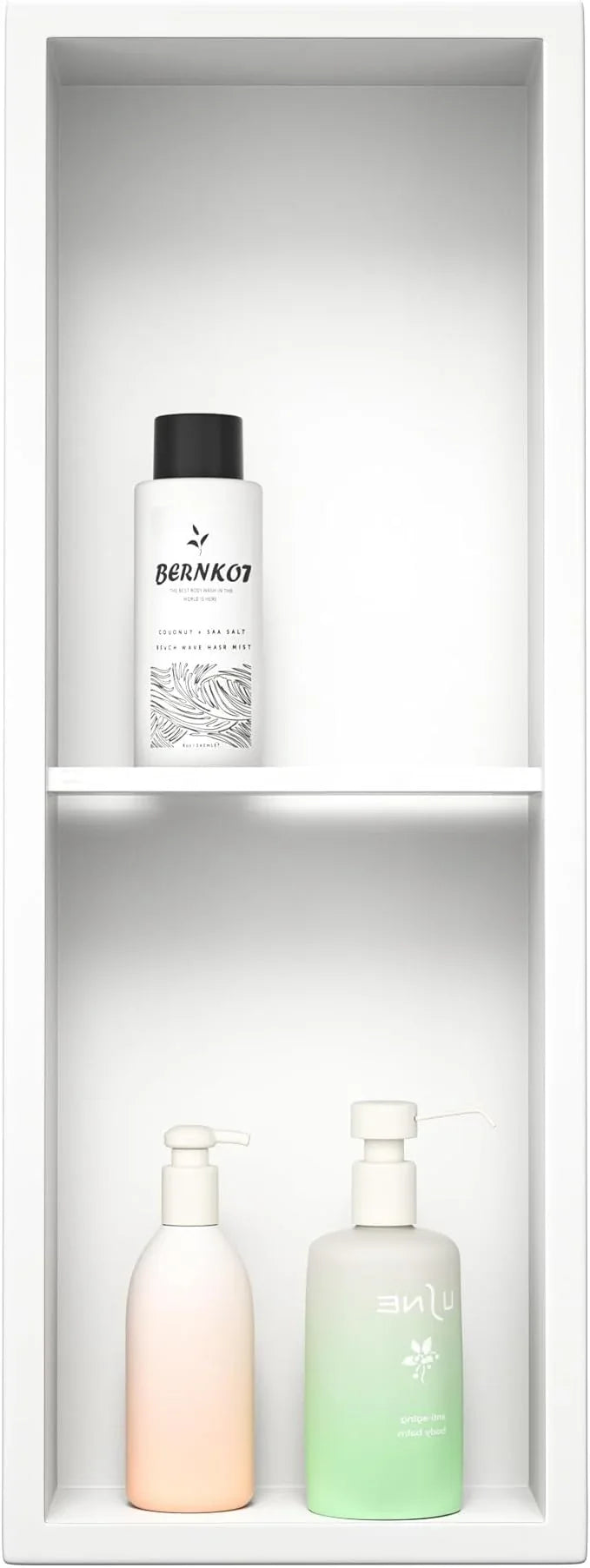 Stainless Steel Shower Niche 8"×24" White Double Shelves No Tiled Needed Niche Shower for Wall Recessed Shower Shelf for Bathroom Storage - ModernBath