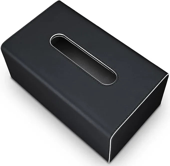KINGFOM Tissue Box Cover, PU Leather Rectangular Tissue Box Holder with Magnetic Bottom Cover for Facial Tissues/Napkins, Office & Living Room Decor Box (Black) - ModernBath
