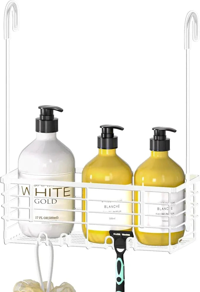 DELLAN Hanging Shower Caddy, Shower Rack Hanging for Bathroom, Shower Rack with Hooks Over the Door, Bathroom Shower Caddy and Basket(White) - ModernBath