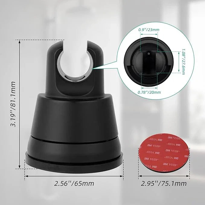 Hibbent 2 Pack Vacuum Suction Cup Shower Head Holder, Removable Shower Head Bracket, Height Adjustable Wall Mount ABS Plastic Suction Holder for Handheld Showerhead, Matte Black - ModernBath