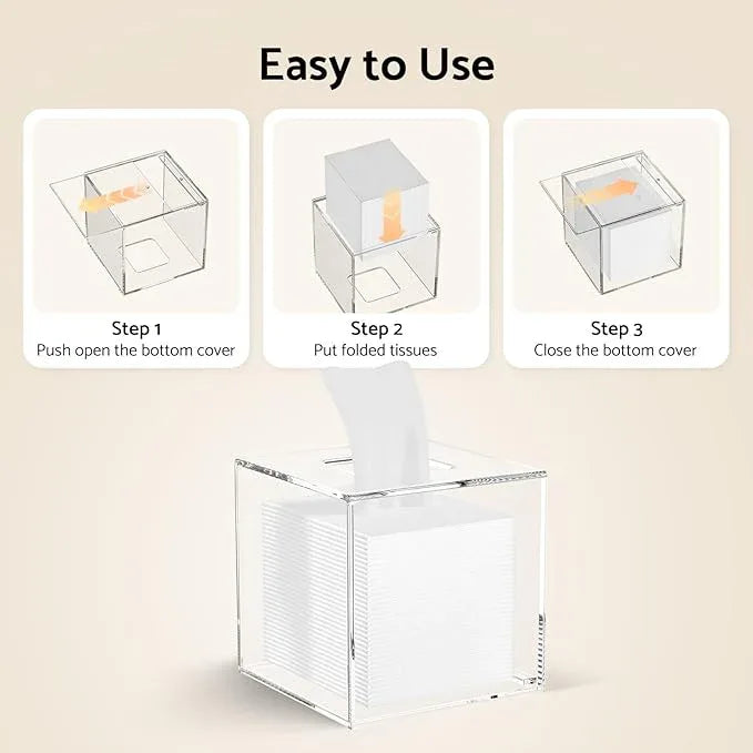 HIIMIEI Acrylic Tissue Box Cover 5.4x5.4x5.4'' Clear Tissue Holder Napkin Dispenser for Home Office Restaurant-Clear - ModernBath