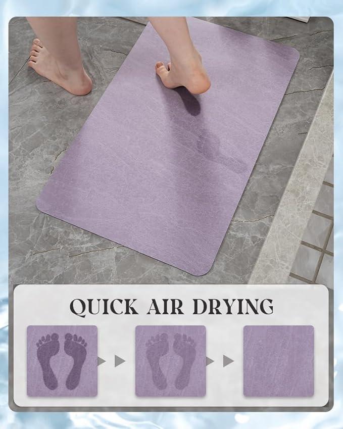 MontVoo -Bath Mat Rug-Rubber Backing Non Slip Quick Dry Absorbent Thin Bathroom Rugs Fit Under Door-Faux Suede Surface Bathroom Floor Mats-Shower Rug for in Front of Bathtub Shower Lavender 16"x24" - ModernBath
