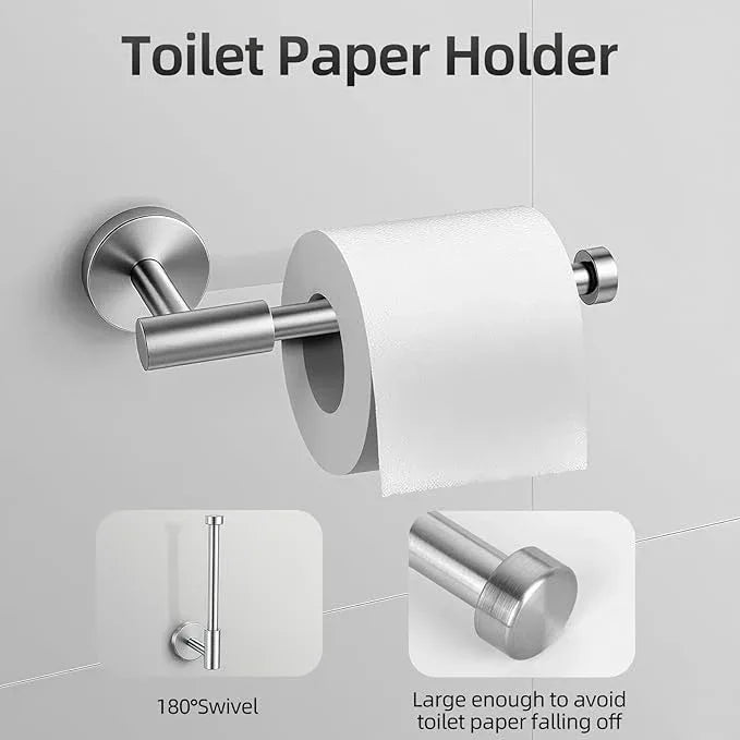Brushed Nickel Bathroom Hardware Accessories Set, Bathroom Towel Holder Set 10 Pieces, SUS304 Stainless Steel Towel Bar Set Wall Mounted-19 InchTowel Bars, Paper Towel Holder, Towel Hook, Towel Ring - ModernBath