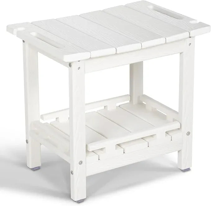 NALONE Shower Bench, HDPE Shower Benches with Storage Shelf & Handles, Indoor and Outdoor Use (White) - ModernBath