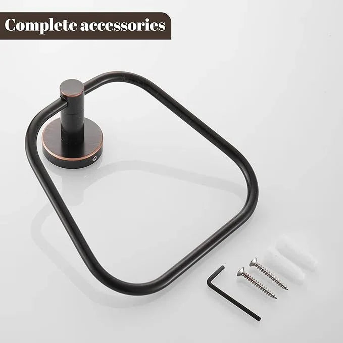 Bronze Hand Towel Holder, Bathroom Towel Ring Oil Rubbed, Bath Hand Towel Hangers Wall Mounted Farmhouse Rustic ORB Stainless Steel Trapezoid - ModernBath