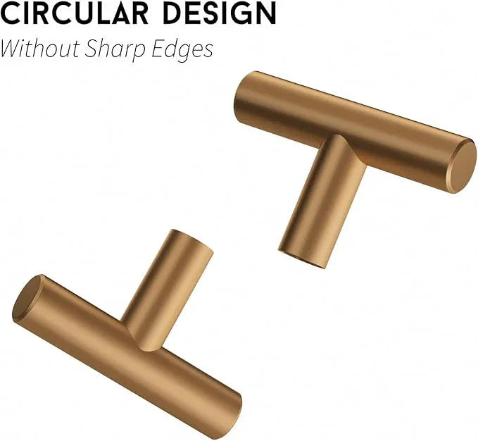 goldenwarm 50 Pack Champagne Bronze Cabinet Knobs Gold Drawer Knobs Brass Dresser Pulls Champagne Bronze Cabinet Handles T Bar Kitchen Drawer Hardware, 2 Inch(50mm) Overall Length - ModernBath