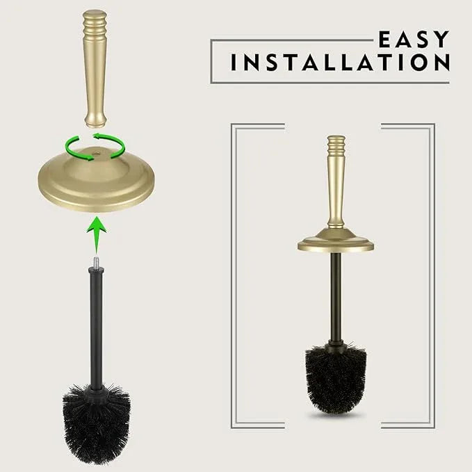 Gold Toilet Brush and Holder Set, Stainless Steel Toilet Brush for Bathroom,Heavy Duty Gold Toilet Bowl Brush and Holder,Deep Cleaning Modern Toilet Cleaner Brush -Space Saving, Covered Brush, Durable - ModernBath