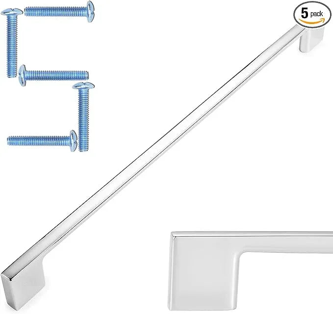 KOOFIZO 5 Pack 11-5/16 Inch Polished Chrome Kitchen Cabinet Pulls Chrome Cabinet Handles Chrome Cabinet Hardware for Kitchen Cabinets Drawer P01 Dresser Cupboard Bedroom Bathroom - ModernBath