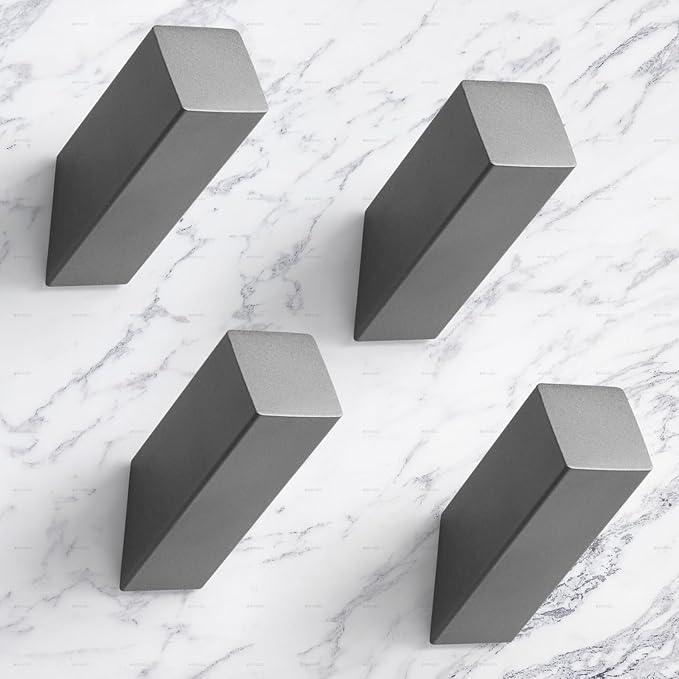 NINETREX Towel Hooks Grey SUS304 Stainless Steel 4 Pack Heavy Duty Modern Wall Hooks Robe Hook for Bathroom Livingroom Hotel Style Wall Mounted - ModernBath