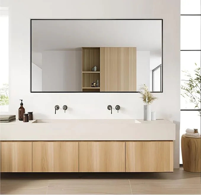 MEETDH Rectangle Bathroom Mirror 26x48 inch, Large Mirror with Black Frame, Rectangular Vanity Mirror 26" X 48", Modern Matte Wall Mounting Mirrors, Hang Horizontal or Vertical - ModernBath