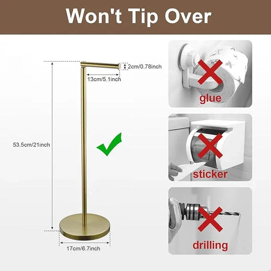 Toilet Paper Holder Stand, Gold 304 Stainless Steel,Free Standing for Bathroom,Weighted Base - ModernBath