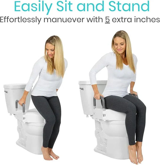 Vive Raised Toilet Seat - 5" Portable, Elevated Toilet Seat Riser & Extender - Elongated and Standard Fit Commode Lifter - Bathroom Safety Extender Assists Disabled, Elderly, Seniors, Handicapped - ModernBath