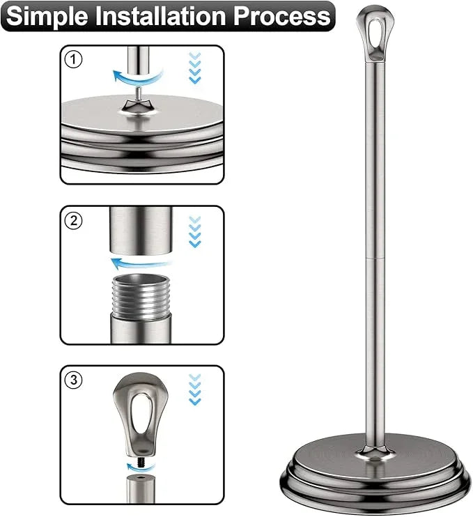 Toilet Paper Holder with Rustproof, Metal Free Standing Toilet Paper Stand Storage for Bathroom, Tissue Paper Roll Holder for Bathroom Accessories (Brushed Nickel) - ModernBath