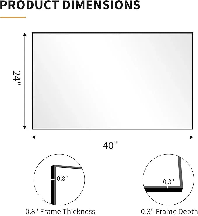 KOCUUY Bathroom Mirror, 24x40 Inch Black Mirror with Aluminum Metal Frame, Black Vanity Wall Mirror Modern Home Decor for Bathroom, Living Room, Farmhouse and Entryway, Hang Horizontal/Vertical - ModernBath