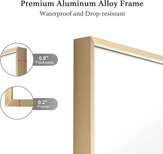 LEDLUX 30x30 Inch Gold Bathroom Mirror - Copper-Free Mirror, Aluminum Alloy Frame Vanity Rectangle Wall Mounted Modern Mirror for Bedroom/Living Room/Porch Horizontal or Vertical - ModernBath