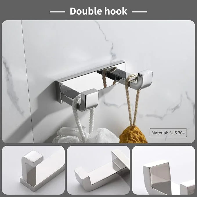 YACVCL 4-Piece Bathroom Hardware Accessories Set Polished Chrome Towel Bar Set Square Towel Holder Kit Stainless Steel Wall Mounted - ModernBath