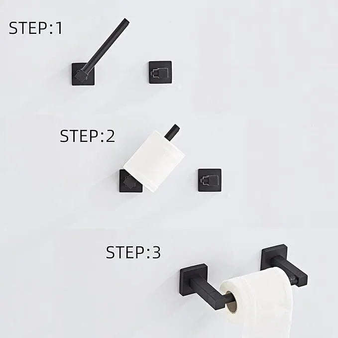 Matte Black Toilet Paper Holder Wall Mount, Bathroom Toilet Paper Holder for SUS 304 Stainless Steel, Double Post Pivoting Square Toilet Paper Roll Holder for Bathroom RV Paper Towels for TP - ModernBath