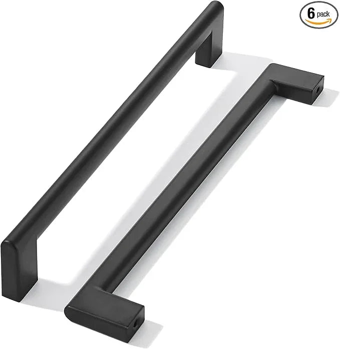 khtumeware 6 Inch Hole Center 6 Pack Matte Black Cabinet Pulls Heavy Duty Solid Kitchen Drawer Handle, Hardware for Bathroom, Drawer, Cabinet, Door Cabinet - ModernBath