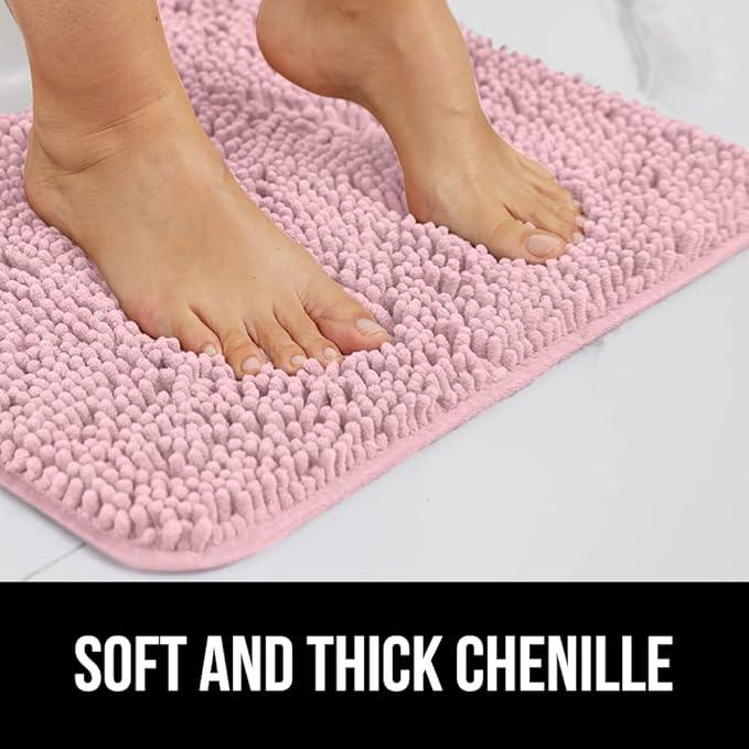 GORILLA GRIP Bathroom Rug Sets, Soft Chenille 2 Piece Area Rugs Set, Toilet Base Mat and 30x20 Carpet, Absorbent Microfiber Washable Mats Dry Quickly, Home Décor and Bath Room Accessories, Lt Pink - ModernBath