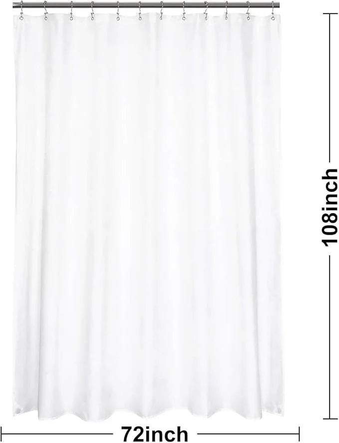 N&Y HOME 108 inch Extra Long Shower Curtain or Liner, Hotel Quality, Washable Fabric, White Bathroom Curtains with Grommets, 72x108 - ModernBath